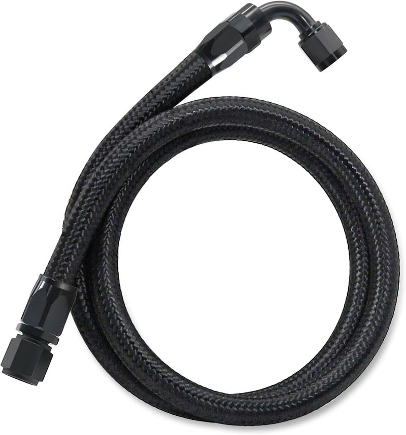 ZONBANG 6AN Fuel Line Kit CPE, 4FT Assembled AN6 Braided Fuel Line with Hose End Fitting(0°+90°) - Image 1